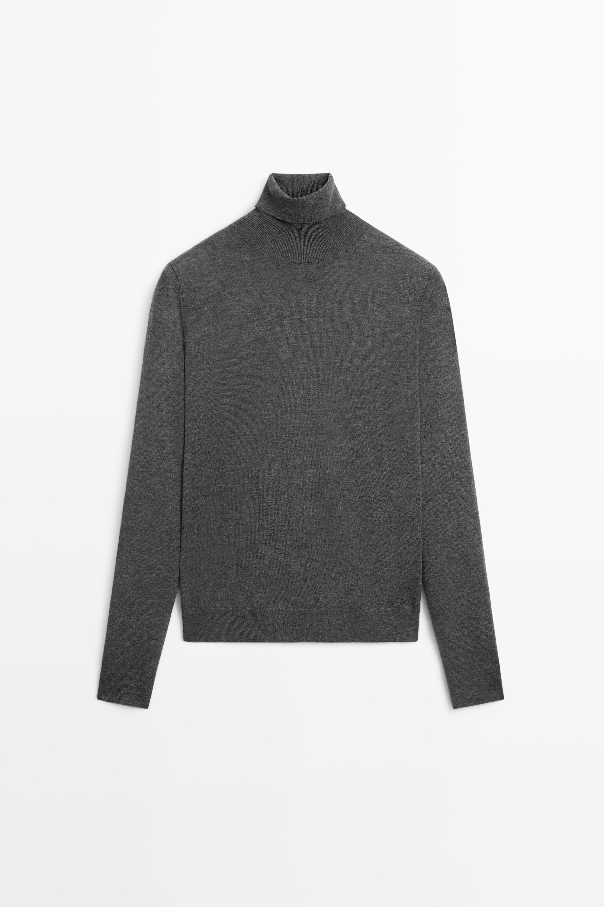 Wool-blend turtleneck knit sweater